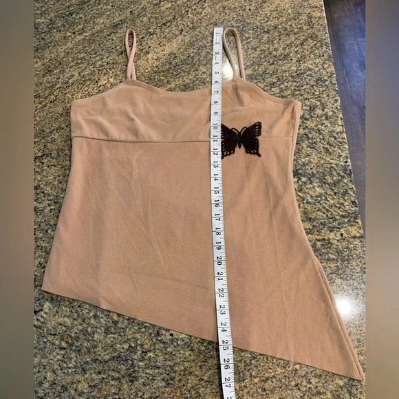 Y2K Asymmetrical Tank Top Butterfly Camel Color Size Large - Picture 7 of 8